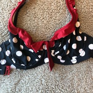 Ahoy Spotty Underwired Halter Bikini Top, Navy/White, 32DDD/F (label 32E)